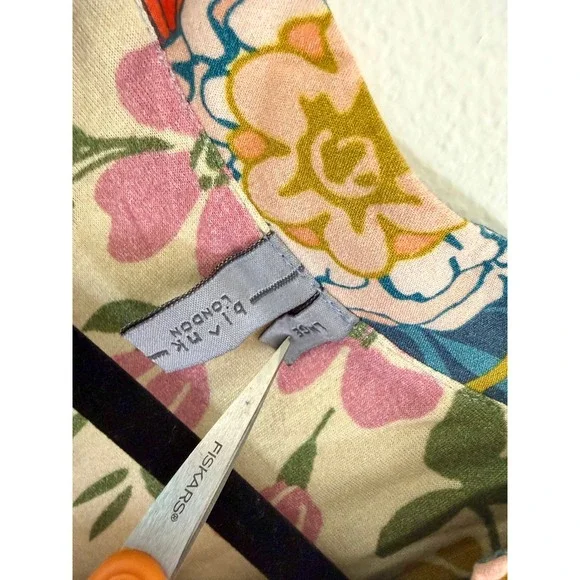 Boho Floral Peasant Blouse Embroidered Yoke Cottagecore Anthro Blank NYC Large - Picture 5 of 6